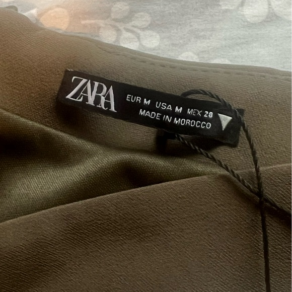 Zara Chic Army Green Strapless Dress - Picture 3 of 4